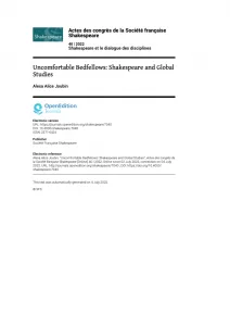 “Uncomfortable Bedfellows: Shakespeare and Global Studies”