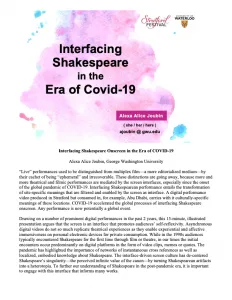 Interfacing Shakespeare Onscreen in the Era of COVID-19