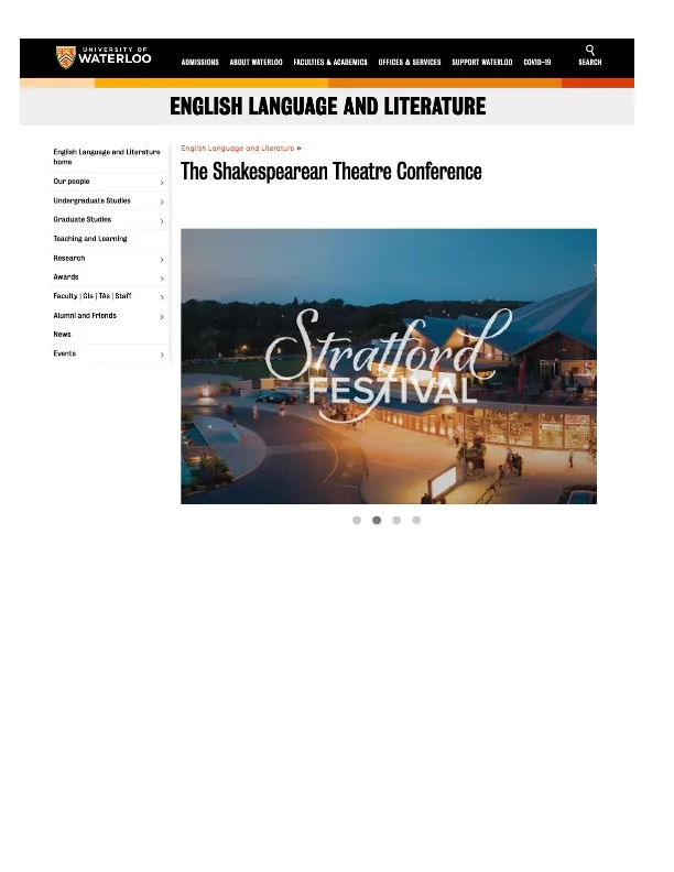 Keynote: “Shakespeare in a Changing World,” The Shakespearean Theatre Conference, Stratford Festival and University of Waterloo, Canada June 15-18, 2022